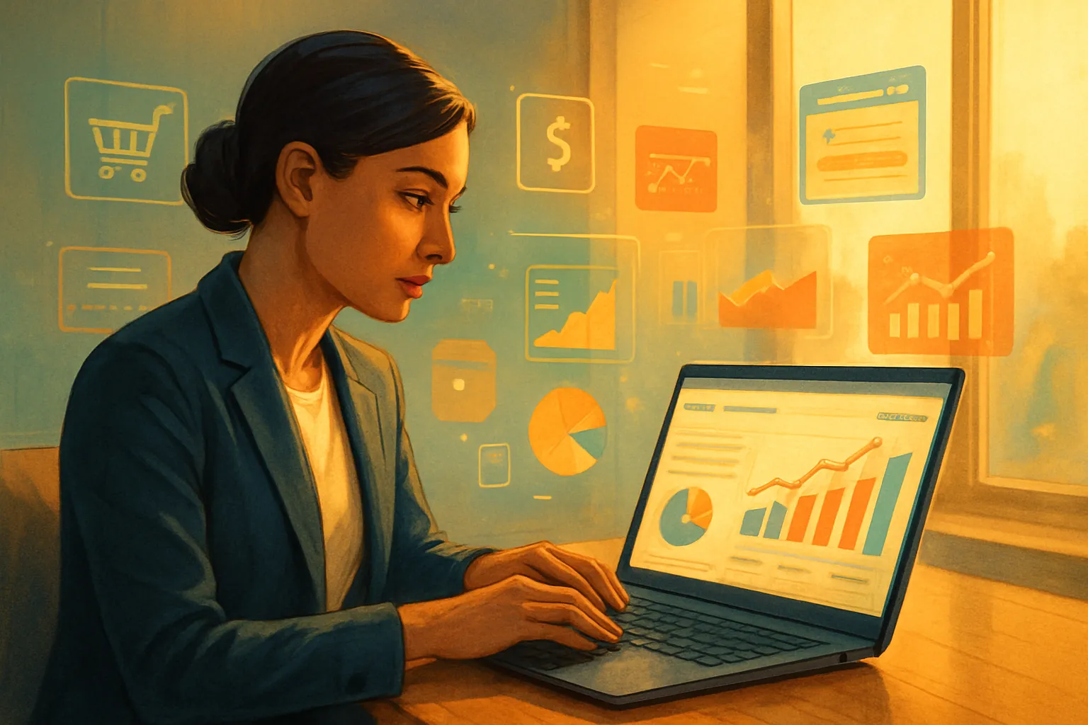 Ilustración de la mejora de la presencia online y la conversión para impulsar ventas con enfoque digital.