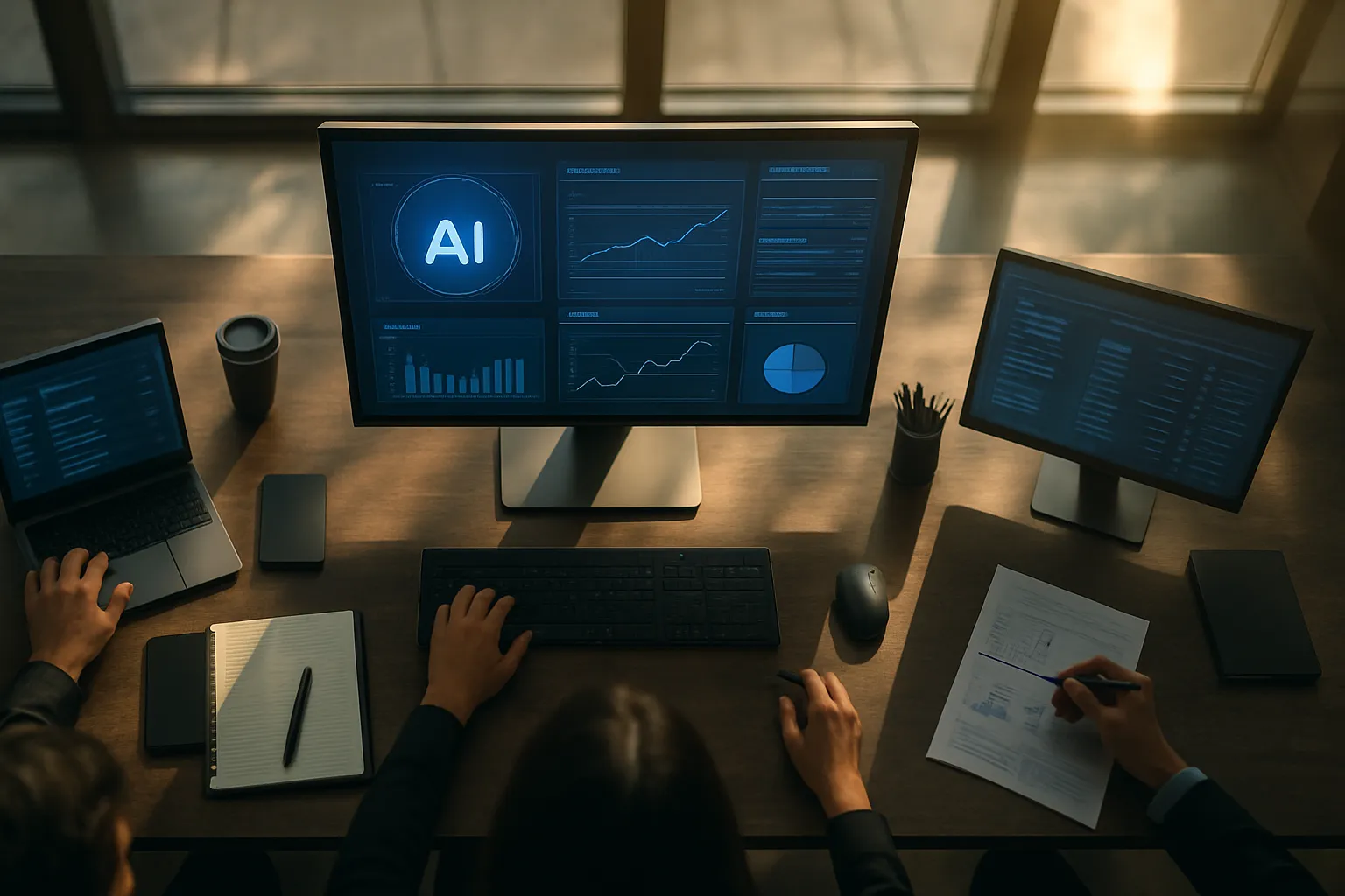 Escena empresarial que muestra por qué los agentes de IA ya impulsan eficiencia y resultados.