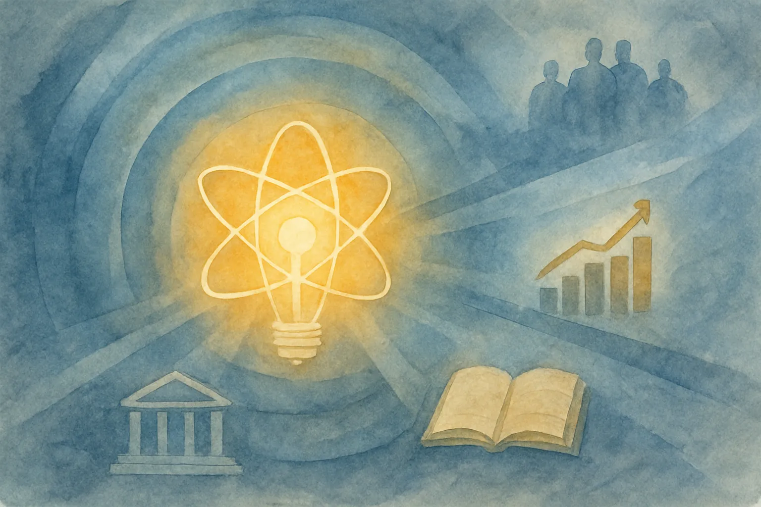 Reflexión visual sobre el verdadero alcance de un gran descubrimiento científico más allá del laboratorio.