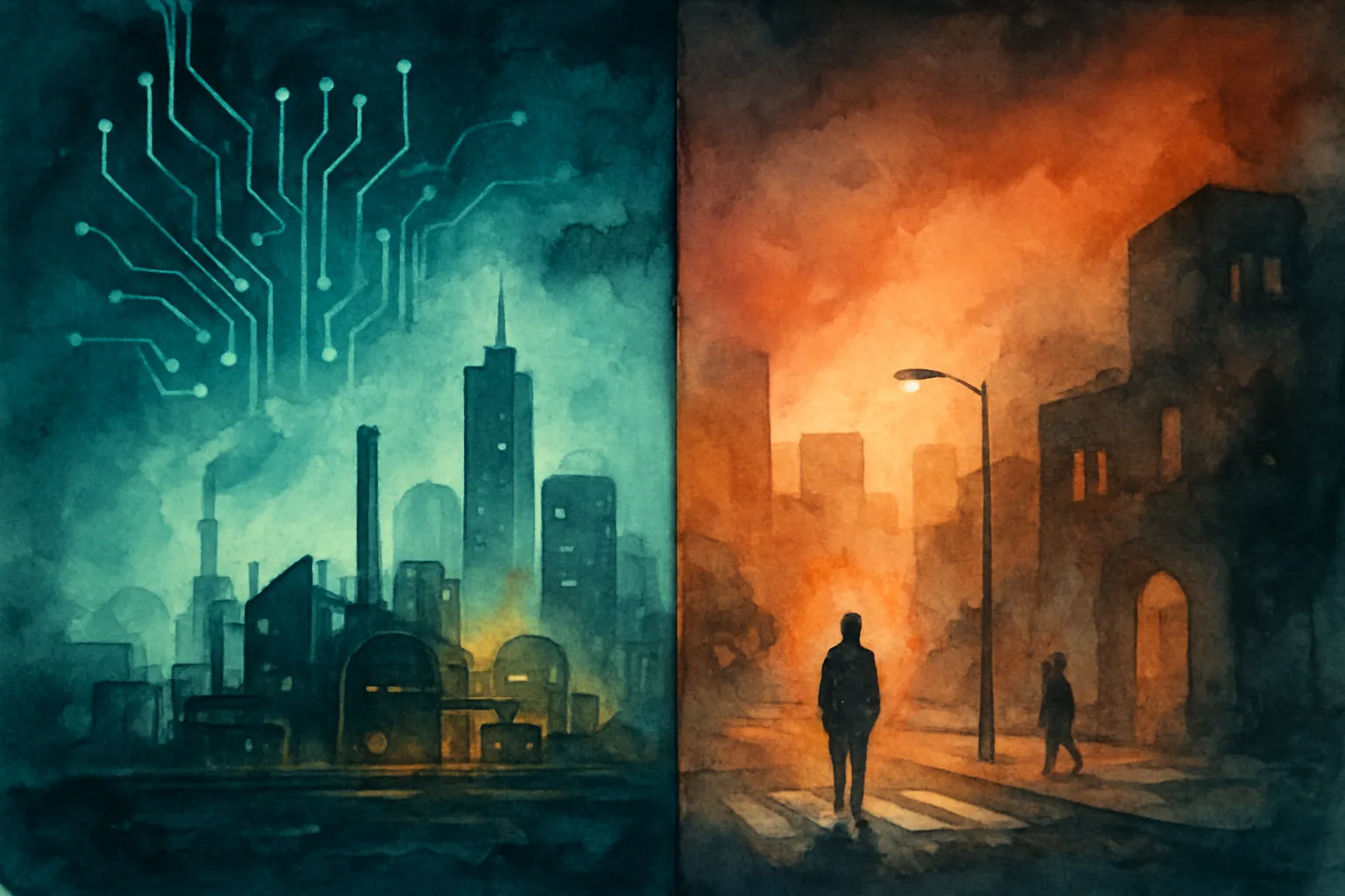 Imagen conceptual del futuro de la tecnología y sus dilemas entre innovación y impacto social.