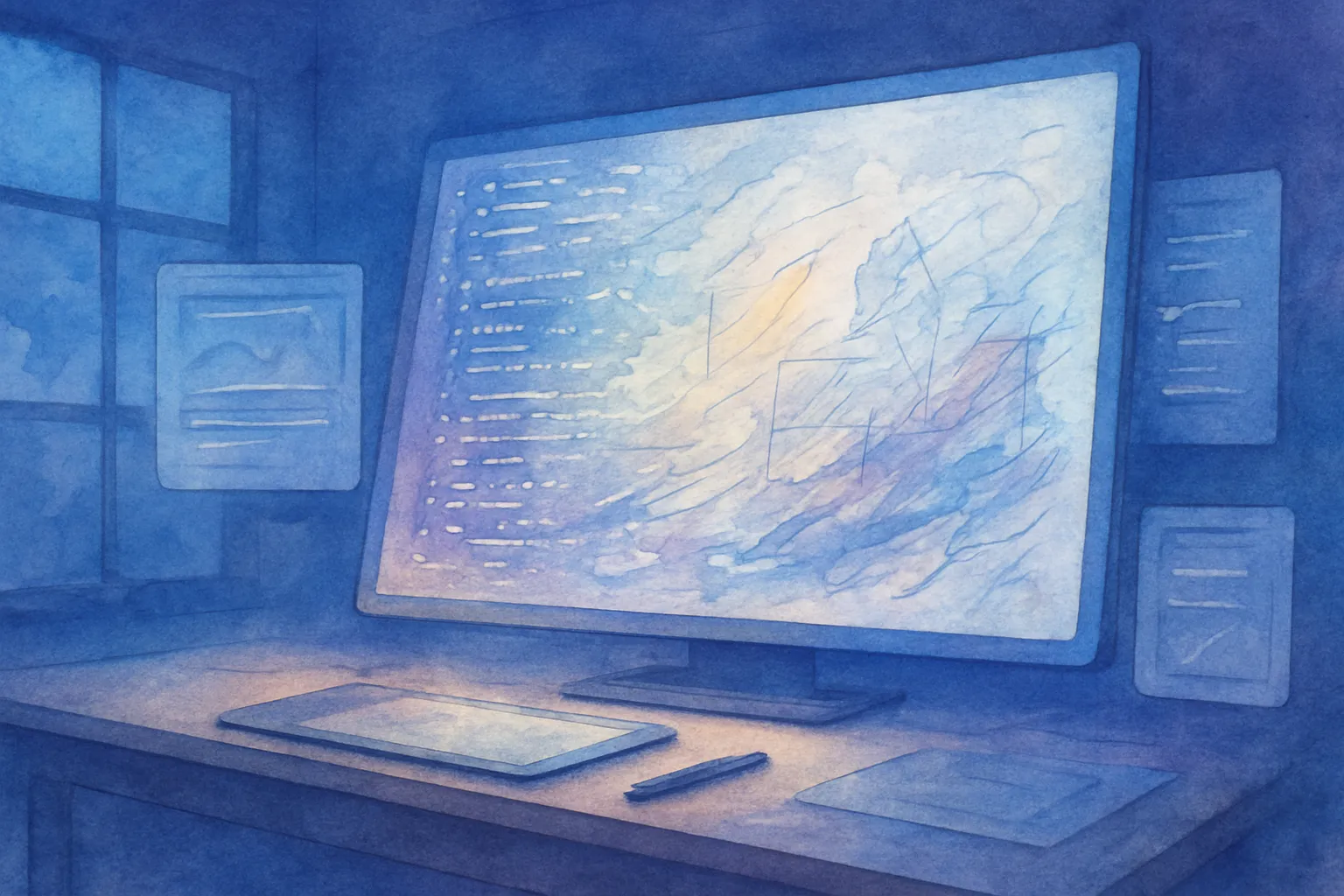 Escena de autoría digital: la firma del arte entre código, técnica y sensibilidad creativa.
