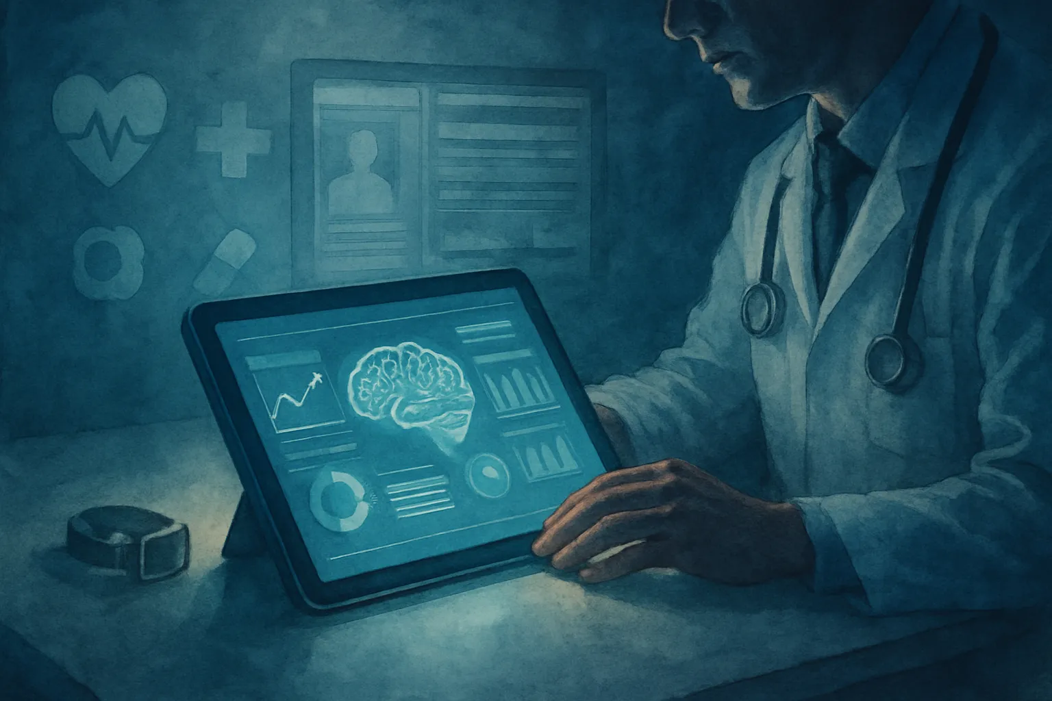 Ilustración de la medicina digital y su impacto en el diagnóstico asistido y la atención clínica.