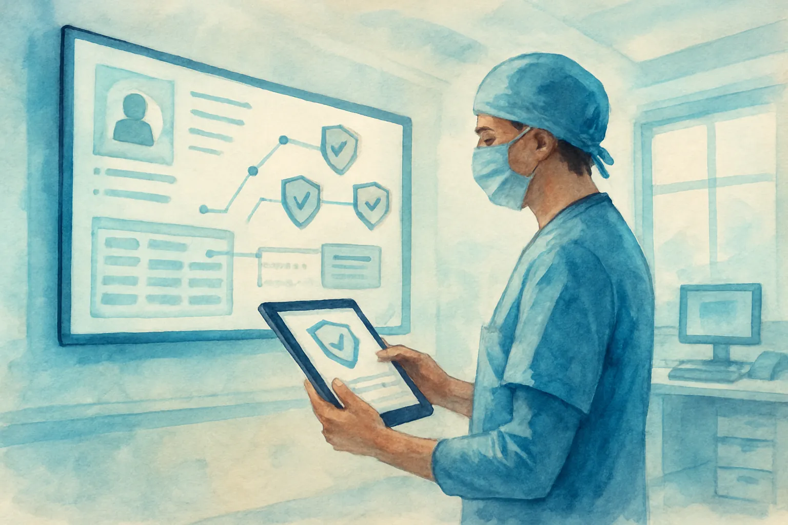 Salud pública digital y seguridad en hospitales, con datos protegidos y control clínico moderno.