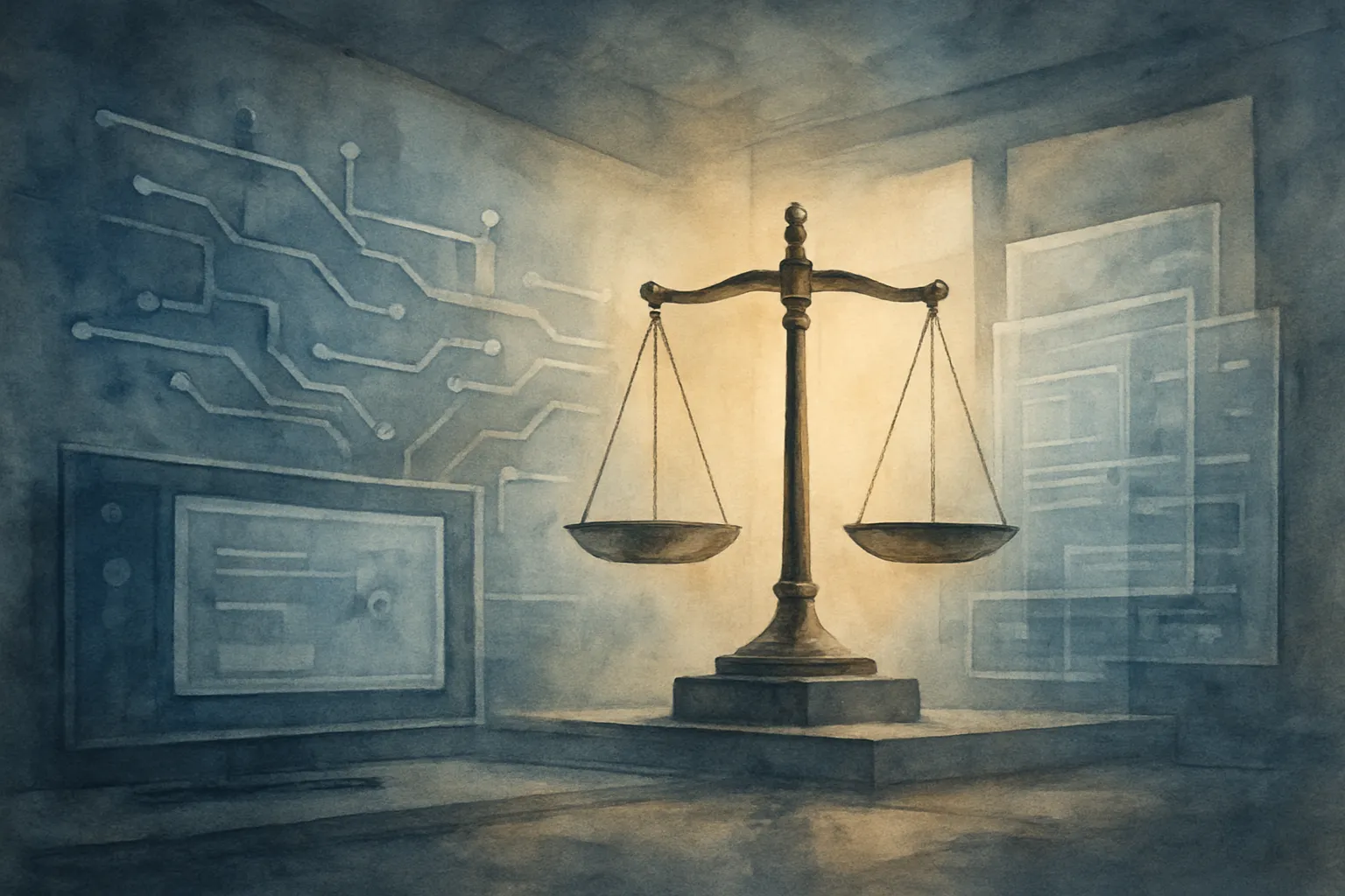 Imagen conceptual sobre el uso responsable de la IA en servicios públicos y derechos digitales.