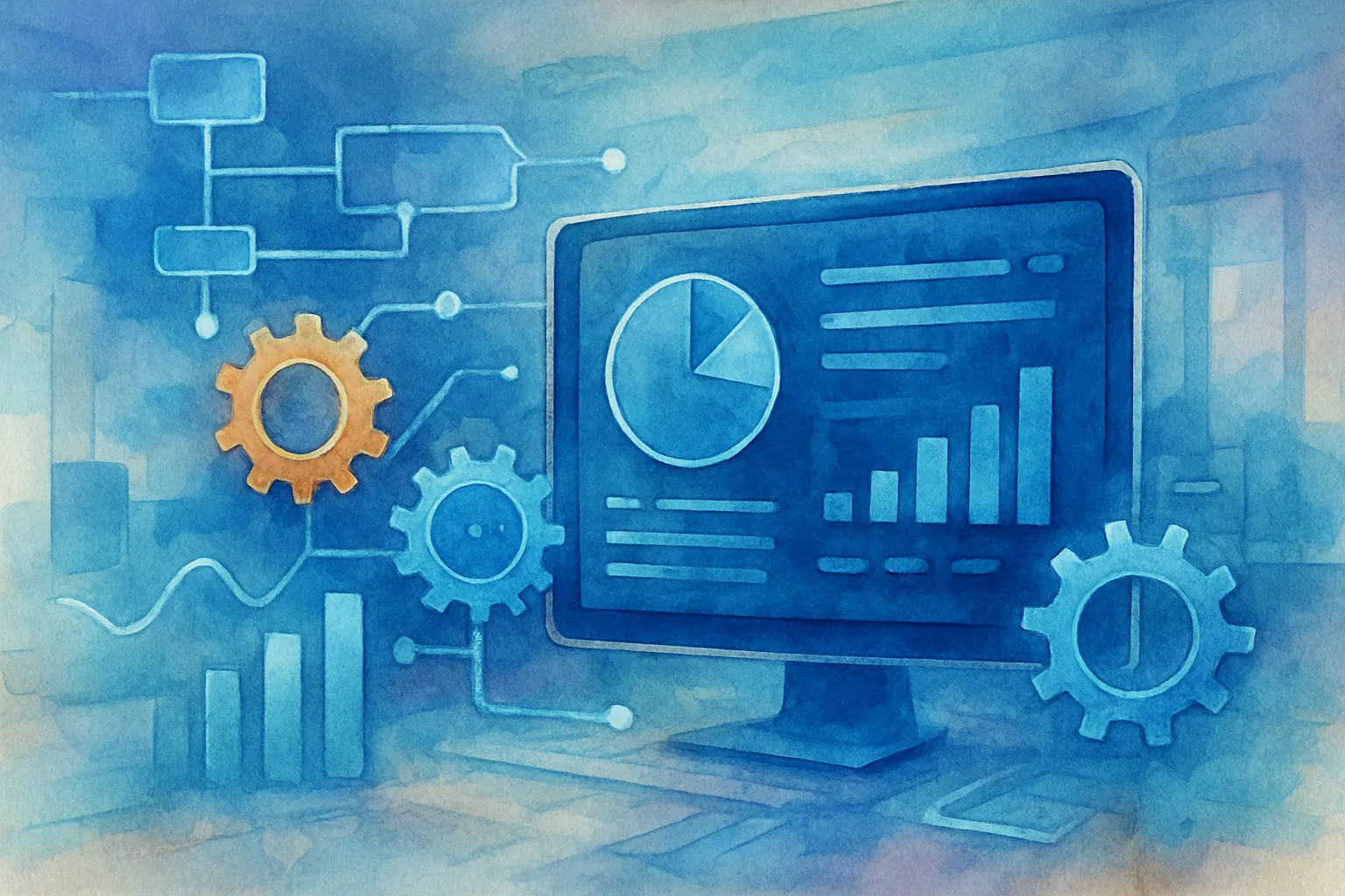 Visual de automatización empresarial con impacto en procesos, eficiencia y productividad operativa.