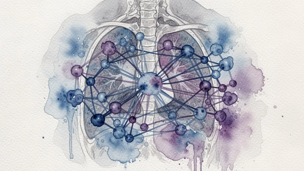 Red neuronal convolucional analizando una radiografía, estilo acuarela