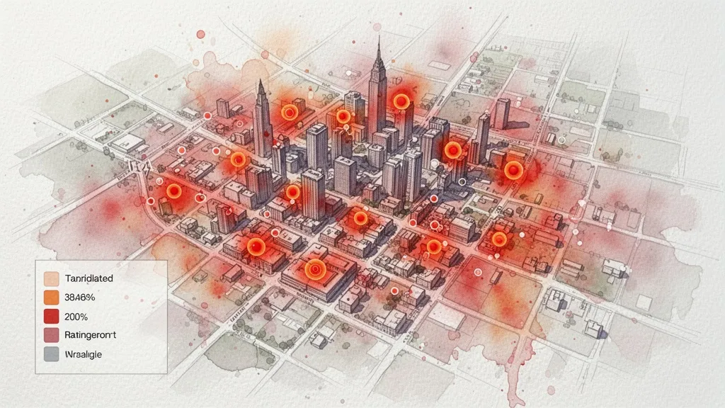 Mapa de ciudad con datos de salud pública digital superpuestos, acuarela