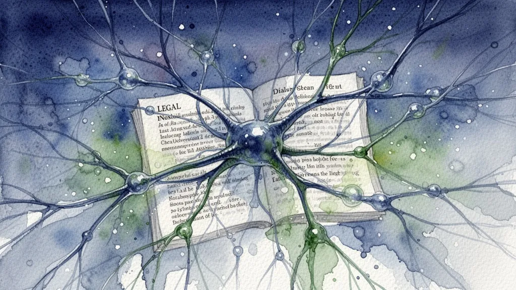 Acuarela abstracta de red neuronal analizando textos legales