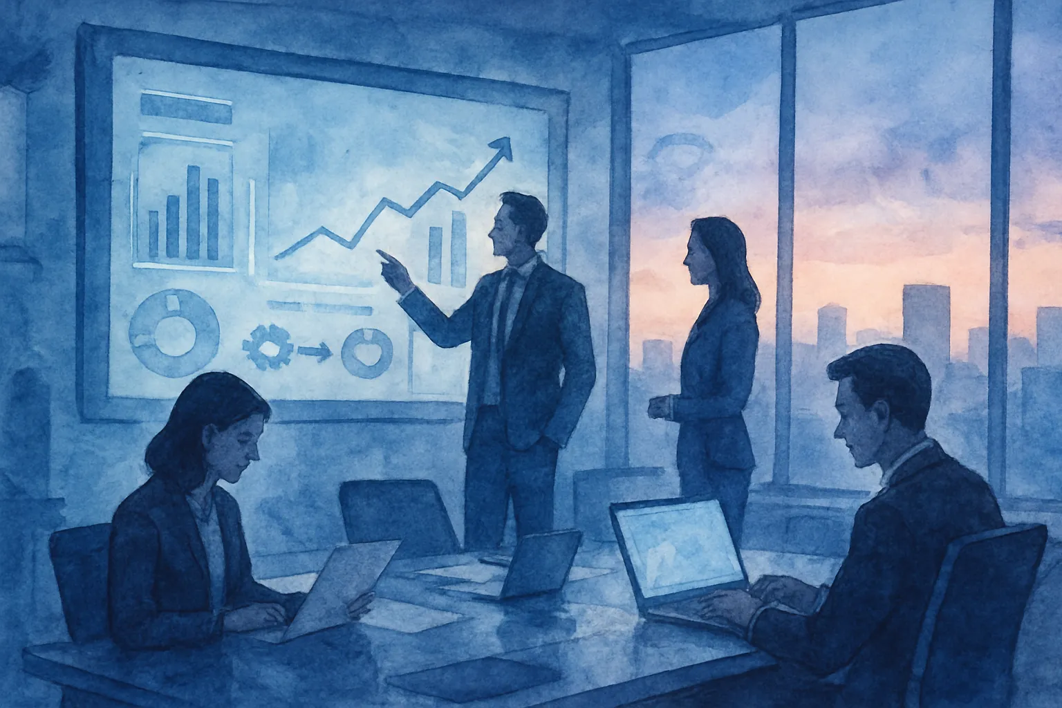Conclusión visual sobre productividad, competitividad empresarial y el futuro impulsado por IA.