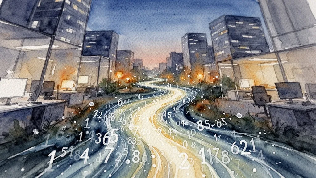 Watercolor illustration of data flowing through modern business environment.