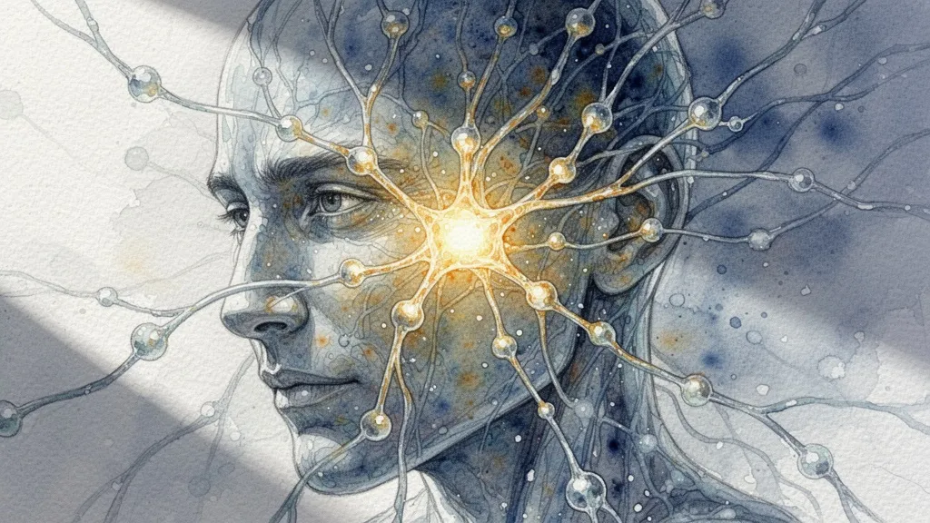 Red neuronal abstracta en acuarela representando el aprendizaje de un agente de IA