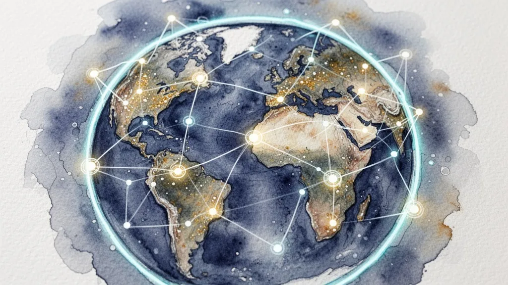 Acuarela de vigilancia epidemiológica global con inteligencia artificial y datos digitales