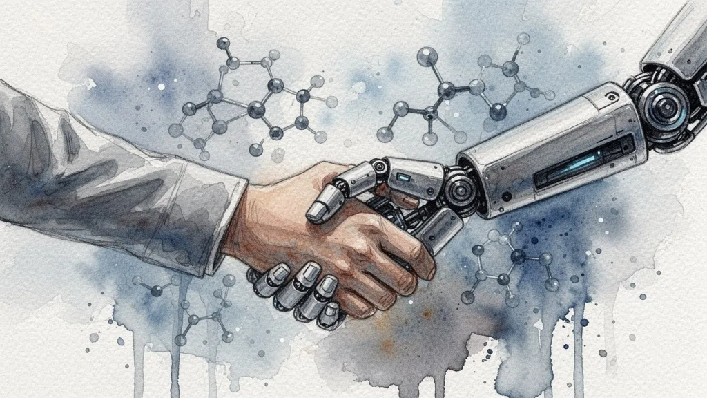 Watercolor colaboración farmacéutica e IA en descubrimiento de fármacos