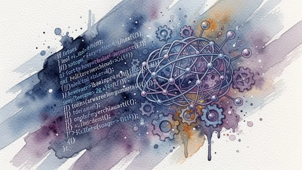 Watercolor abstract of AI and code in software development