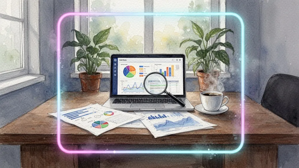 Acuarela de gráficos de analítica en oficina de pyme