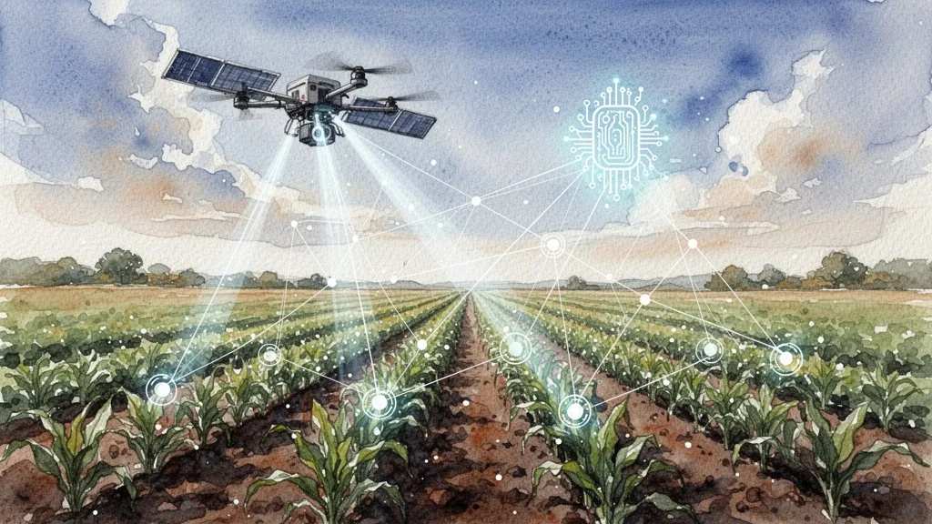 Acuarela de IA analizando cultivos desde el cielo