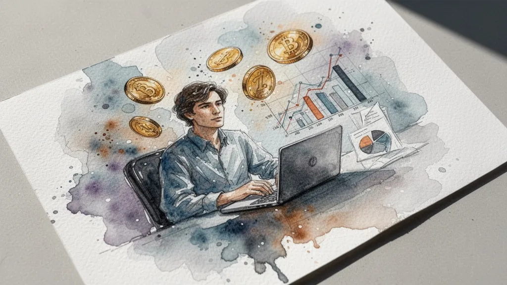 Ilustración acuarela de IA en finanzas personales