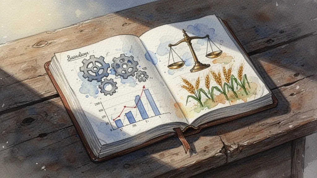 watercolor illustration of ROI charts and sector icons on a desk