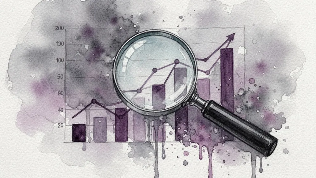 Lupa sobre un gráfico de datos distorsionado
