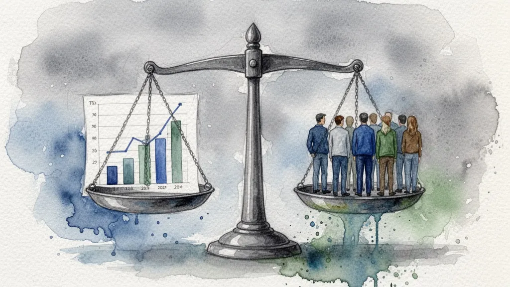 Balanza que equilibra datos y personas en armonía