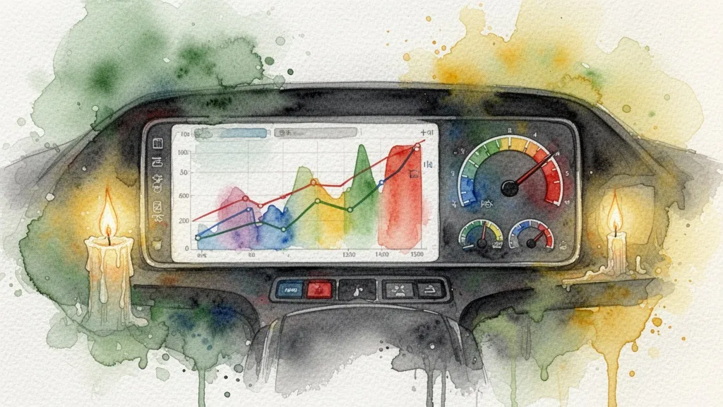 Watercolor dashboard with graphs representing operational data.