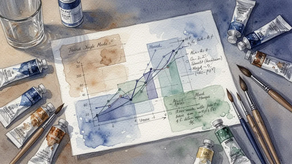 Diagramas de validación de modelos financieros en acuarela