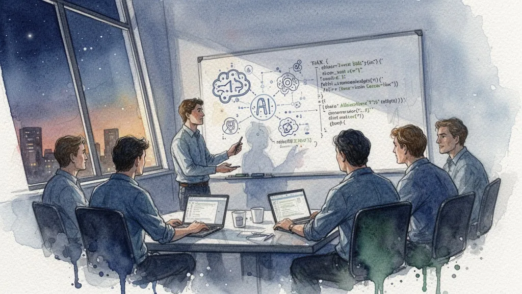Watercolor of a development team discussing AI integration