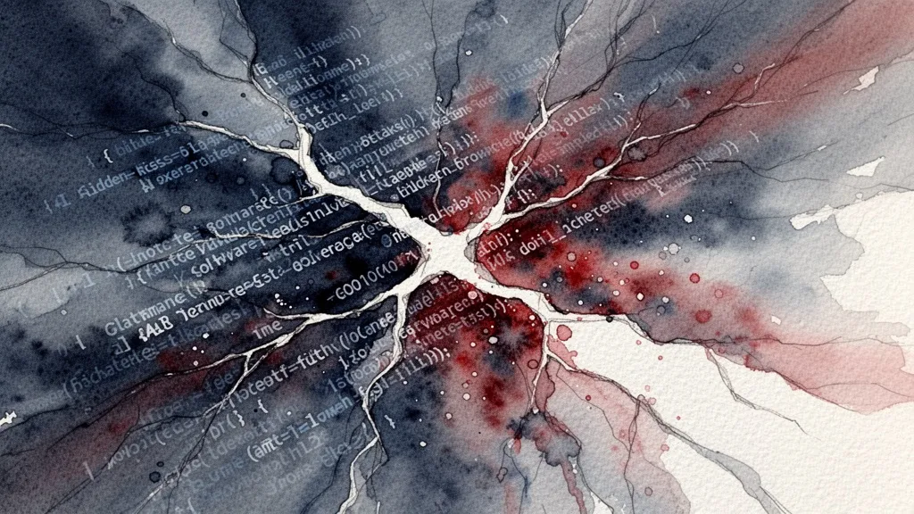 Watercolor depiction of hidden dangers in AI-generated code