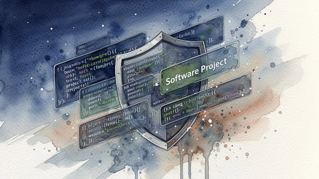 Watercolor of a protective barrier of code against AI risks
