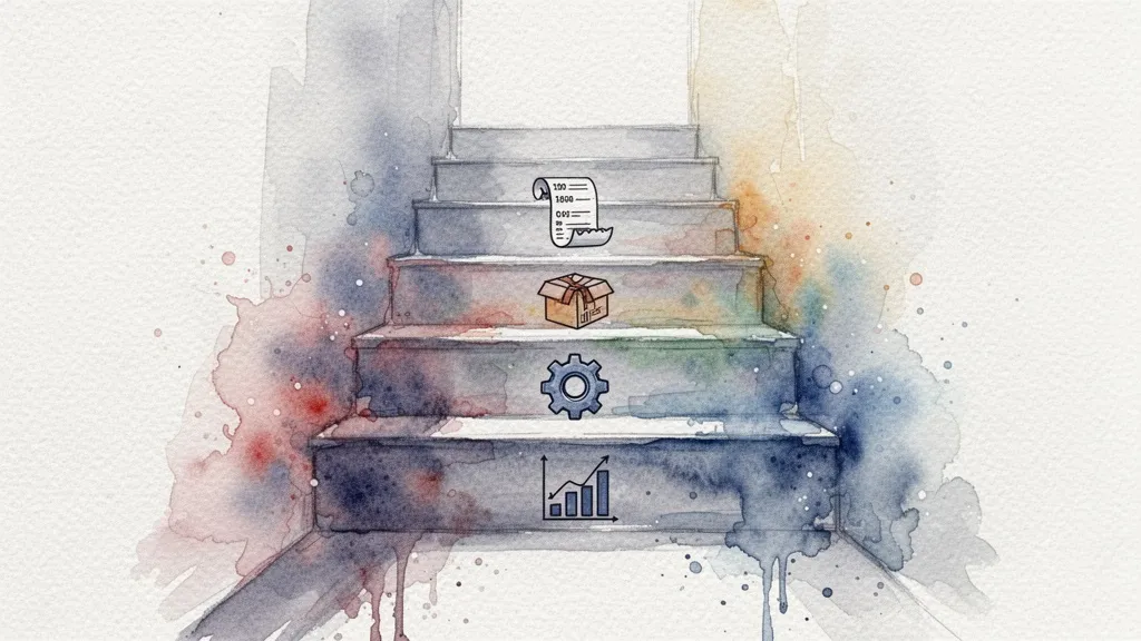 Escalera de implementación gradual de software empresarial