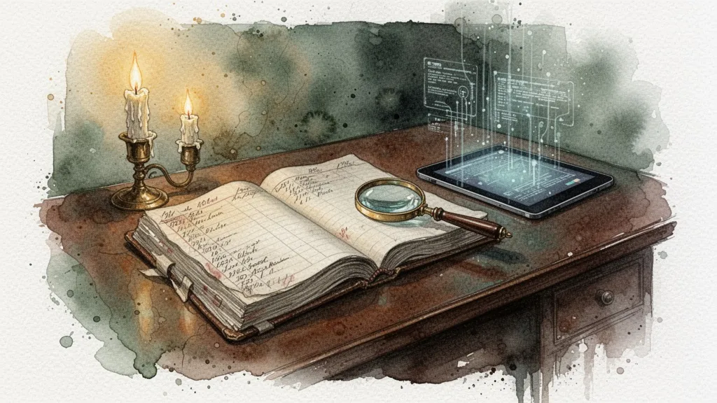 Acuarela de escritorio con herramientas de auditoría y tableta digital