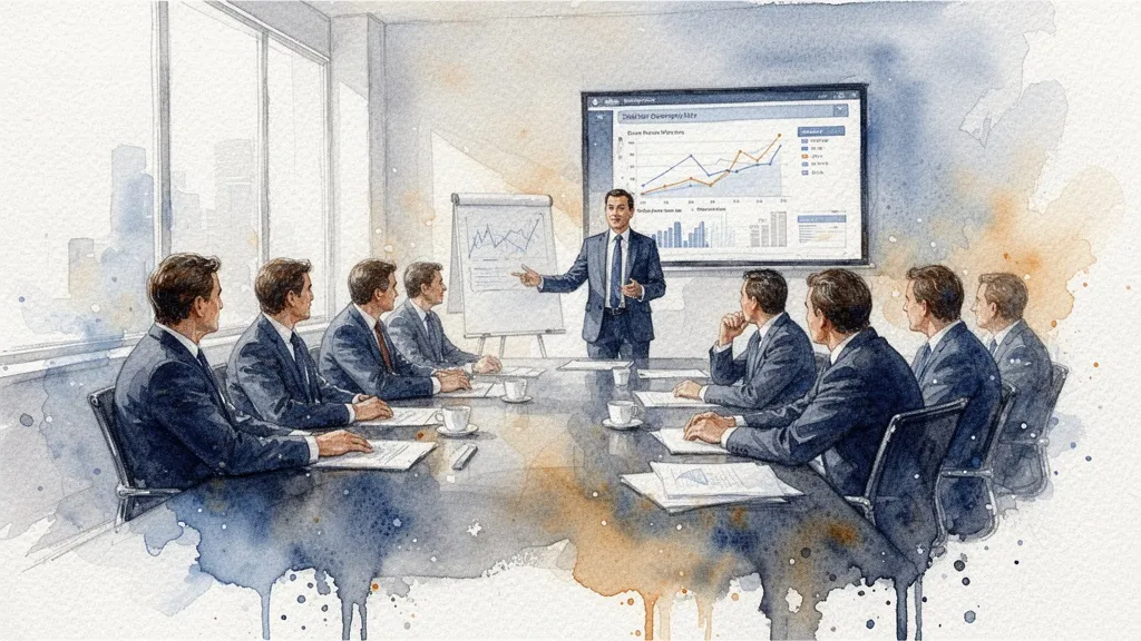 Acuarela de reunión empresarial con líder presentando datos