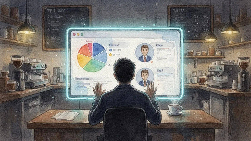 Acuarela de cliente interactuando con datos de analítica