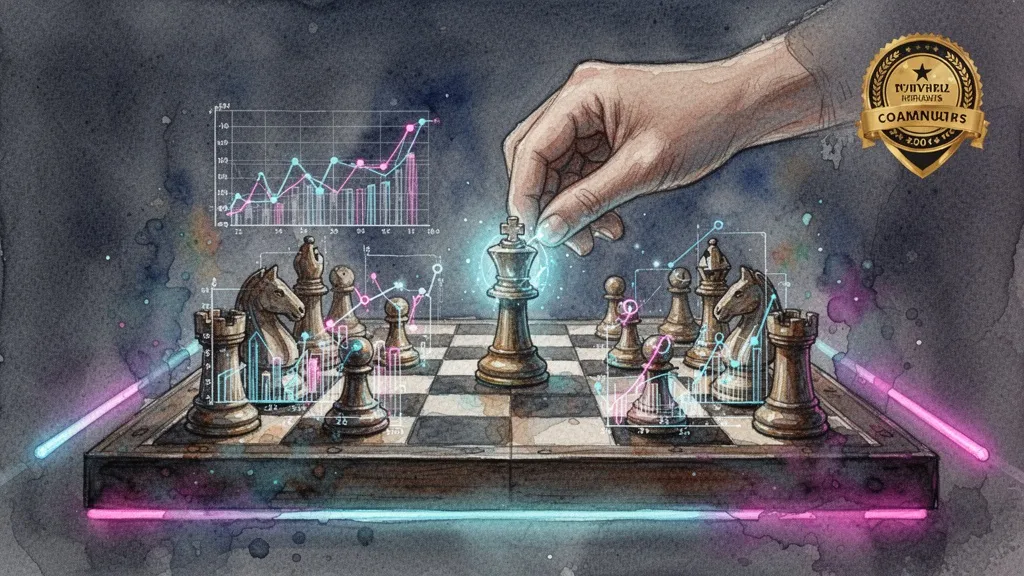 Acuarela de decisiones estratégicas con analítica como piezas de ajedrez