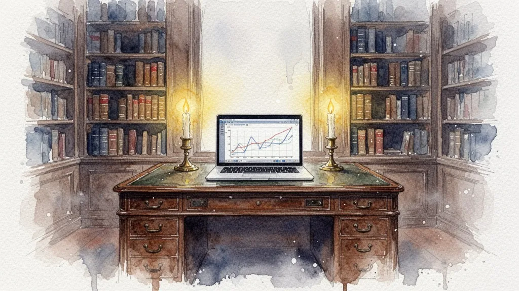 Biblioteca de derecho con pantalla digital analítica en acuarela