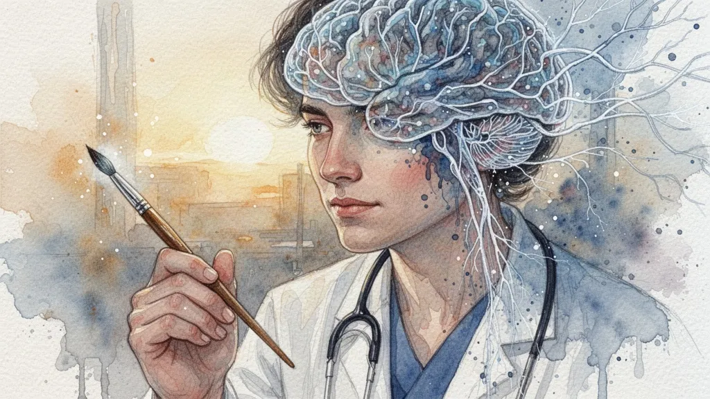 Terapeuta y IA en sesión de creatividad artística terapéutica
