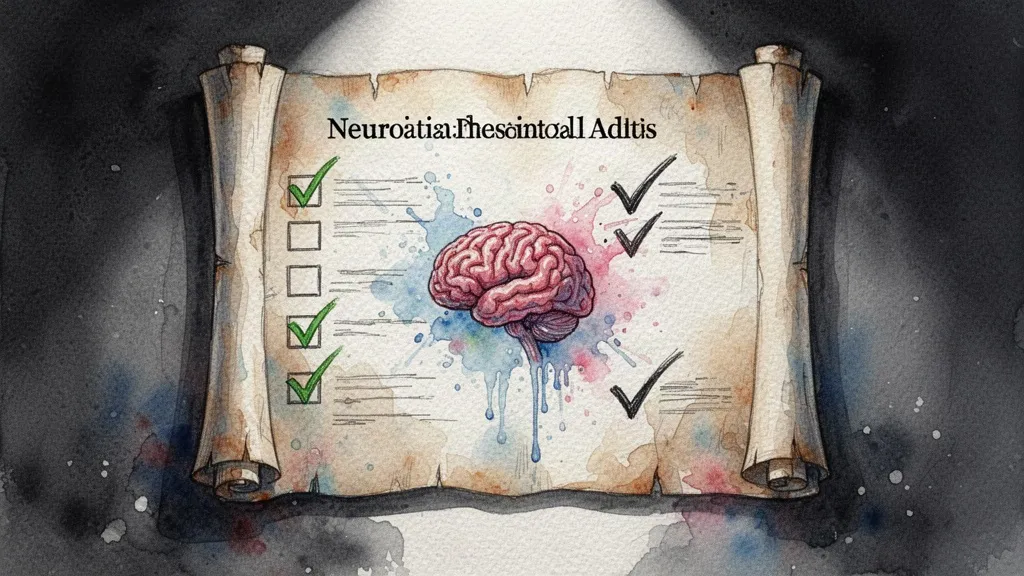 Pergamino con lista de verificación y cerebro, alusión a la auditoría neuroética